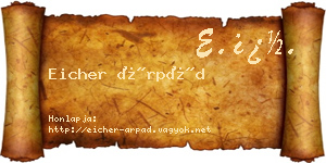 Eicher Árpád névjegykártya